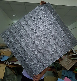 Bộ 5 Tấm Xốp Dán Tường Giả Gạch 3D Màu Xám 70cmx77cm