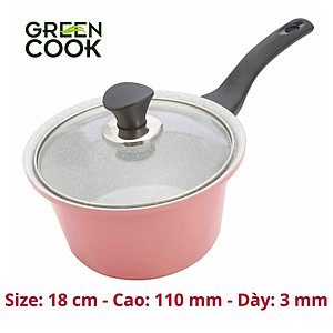 Nồi đúc chống dính Ceramic vân đá đáy từ Green Cook GCS02 Hồng Pastel 