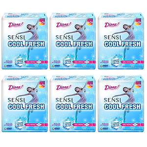 Bộ 6 Gói Băng Vệ Sinh Diana SenSi Cool Fresh Siêu Mỏng Cánh (8 Miếng/Gói)
