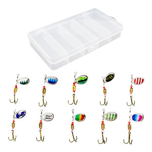 Mua 10pcs Spinner Bait Fishing Lure Rotational Spoon Lures Metal Bass Trout  Lure Set Spoon Bait Hard Baits with Tackle Box