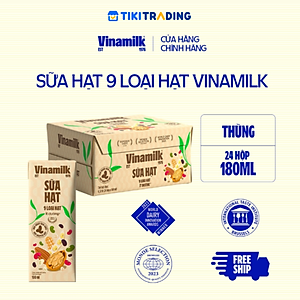 Thùng 24 hộp Sữa hạt 9 loại hạt Vinamilk ít đường - hộp 180ml