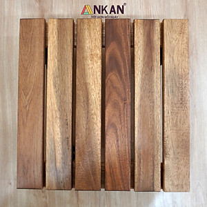 Đế Lót Chậu Cây Có Bánh Xe Dùng Để Chậu Cây Chậu Hoa Ngoài Trời Hoặc Trong Văn Phòng Giúp Không Gian Gọn Gàng Sạch Sẽ - Đế Vuông Màu Vàng Cạnh 30Cm Gỗ Tràm Bền Bỉ Thương Hiệu ANKAN