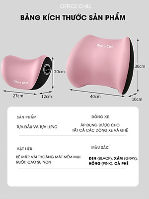 Gối Tựa Đầu Tựa Lưng Cao Cấp Chính Hãng OFFICE CHILL Combo Gối Tựa Lưng Tựa Cổ Ô Tô Ghế Văn Phòng Chất Liệu Cao Su Bảo Hành 90 Ngày
