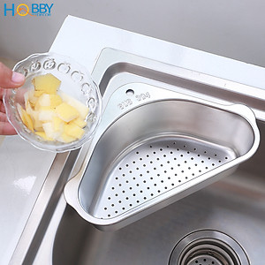 Rổ treo góc chậu rửa chén đa năng Inox 304 Hobby Home Decor KGC1 - kèm sticker và keo dán tiện dụng