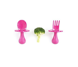 Grabease Bộ muỗng nĩa tập ăn cho bé - Hồng