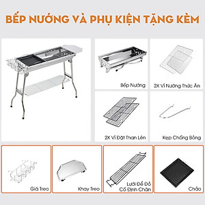 Bếp nướng than hoa BBQ ngoài trời chất liệu Inox cao cấp