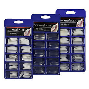Hộp 100 móng tay úp liền mạch trong suốt bằng acrylic cho nữ