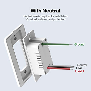 Công tắc chữ nhật gắn tường thông minh Aqara Smart Wall Switch chuẩn Mỹ - Không Dây Nguội