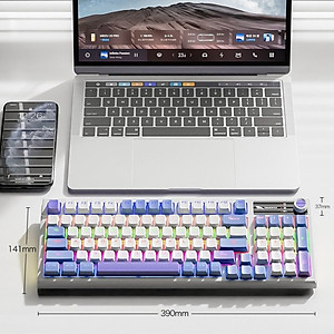 Bàn Phím Cơ Gaming không dây MK95 Bluetooth + USB + Cáp Pin sạc TypeC Hotswap cho máy tính laptop điện thoại hàng nhập khẩu