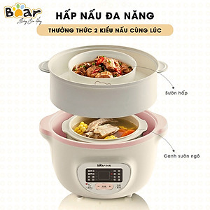 Nồi Nấu Chậm 1,6L Bear SUBE002 Đa Năng Nấu Cháo, Chưng Yến Bản Quốc Tế - Hàng Chính Hãng