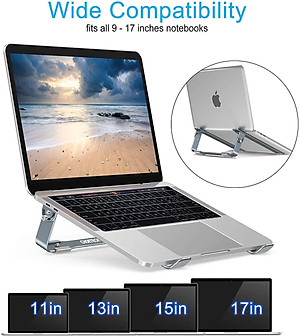 Giá đỡ Aluminum hiệu CHOETECH H033 cho Macbook Laptop 9 inch đến 17 inch giúp tản nhiệt thiết kế nhôm nguyên khối chống mỏi cổ khi làm việc - Hàng chính hãng