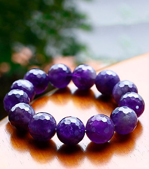 Vòng thạch anh tím hạt đa giác size 16mm mệnh hỏa. thổ - Ngọc Quý Gemstones