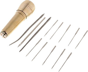 1 Chiếc Đồng Lều Da Vải May Awl + 13 Chiếc Cong Thẳng Kim