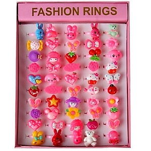 Hộp 50 chiếc nhẫn thời trang cho bé gái- Hộp 50 nhẫn xinh xắn nhiều màu sắc cho bé gái + Tặng hình dán 