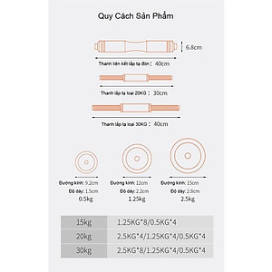 Bộ Tạ Tay Điều Chỉnh Đa Năng 4 IN 1 FED Tạ Gang Mã Niken loại 20kg---  hàng chính hãng