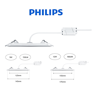 Bộ đèn âm trần Philips LED Max DL262 Max siêu mỏng- công suất (9W, 12W)