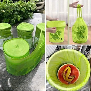 Túi Rác Có Dây Rút, Túi Đựng Rác Ngải Cứu Kháng Khuẩn, Túi Đựng Rác Xanh Lá, COMBO 3 Cuộn 150 Túi