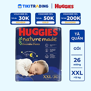 Tã quần Huggies Naturemade ban đêm XXL 26 miếng