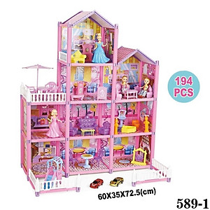 Đồ Chơi Cho Bé Gái, Đồ Chơi Lắp Ráp Ngôi Nhà Búp Bê 4 Tầng Kèm Bộ Phụ Kiện 194Pcs, Quà Tặng Sinh Nhật Cho Bé Gái