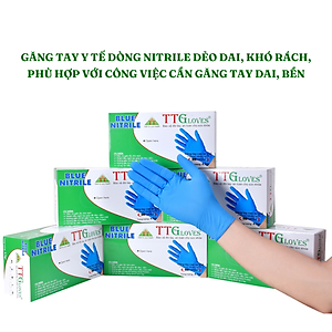 Găng Tay Cao Su Y Tế Size S Không Bột Nitrile TTGLOVES Màu Xanh (100 Chiếc) 