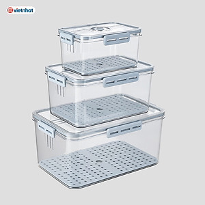 BỘ 3 HỘP THỰC PHẨM CHỮ NHẬT CAO CẤP KHÓA GÀI VIỆT NHẬT HOKORI - Hàng chính hãng (Giao màu ngẫu nhiên)