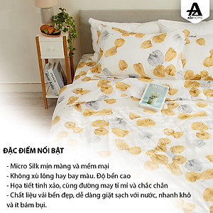 Bộ Ga Giường 4 Món Yellow Fruit Mềm Mại 100% Mirco Silk Cao Cấp A2Z Home