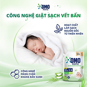 Combo 2 Túi Nước Giặt Omo Matic Cho Quần Áo Bé Yêu Chiết Xuất Tràm Trà Và Nha Đam Dịu Nhẹ 3.6KG
