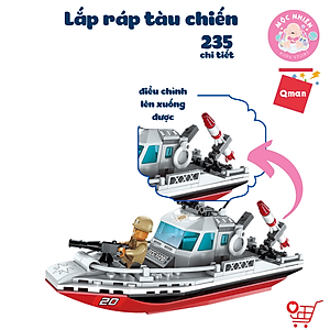 Đồ chơi xếp hình, lắp ráp tàu chiến Qman 1720 - Cuộc xung đột bờ biển (235 mảnh ghép)