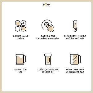 Bình Pha Trà BEAR 1,5L Ấm Thủy Tinh Đun Nước Giữ Nhiệt Hẹn Giờ Có Lưới Lọc Bảo Hành 18 Tháng - SB-PT15K 1000W