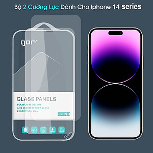 Bộ 2 miếng kính cường lực Gor cho iPhone 14 / 14 Plus / 14 Pro / 14 Pro Max - Full Box - Gor - Hàng Nhập Khẩu