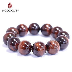 Vòng tay đá thạch anh mắt hổ nâu đỏ size hạt 18mm mệnh hỏa, thổ - Ngọc Quý Gemstones