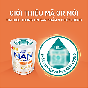 Sữa bột NAN INFINIPRO A2 2 với công thức đầu tiên kết hợp giữa đạm quý A2 & 6HMO & Dual Probiotics nhập khẩu Thụy Sĩ - Hộp 400g cho bé 12 - 24 tháng