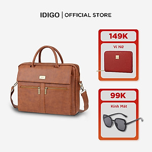 Túi xách công sở nam nữ đựng laptop 15 inch IDIGO MB2 - 6010, túi đựng tài liệu A4 ngăn kéo trước thanh lịch