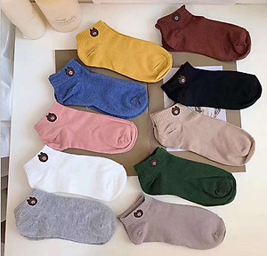 Combo 10 đôi tất nữ cổ ngắn hình gấu chống hôi chân - tặng túi