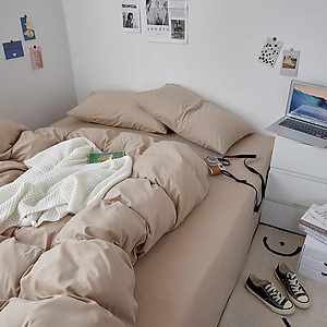 Bộ Chăn Ga Gối Cotton Tici LIDACO Cao Cấp - Màu Be