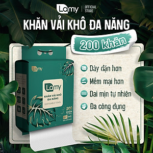 Khăn vải khô đa năng LAMY dạng túi rút 200 tờ không mùi không cồn không paraben