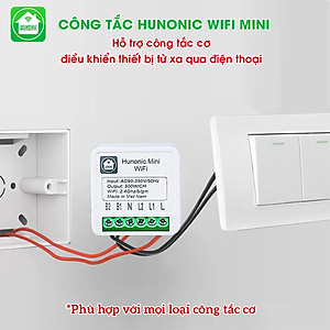 Công tắc Hunonic Mini wifi điều khiển từ xa từ công tắc thường thành công tắc thông minh