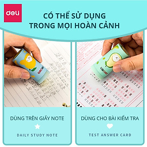 Tẩy hình trụ Deli hình vẽ hoa quả nhiều màu - Hồng/ Xanh dương/ Xanh ngọc - 71053