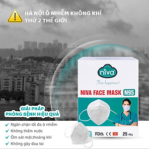 Khẩu Trang Niva N95 Hộp 25 Chiếc Ngăn Giọt Bắn, Lọc Vi Khuẩn, Không Gây Kích Ứng Da, Hàng Chính Hãng Cao Cấp