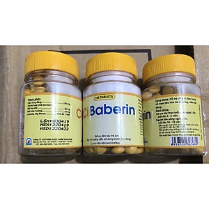 Ci baberin  Vinaphar (Berberin )- ( Chai 100 viên Nén Bao Đường )- hỗ trợ trong nhiễm trùng đường ruột