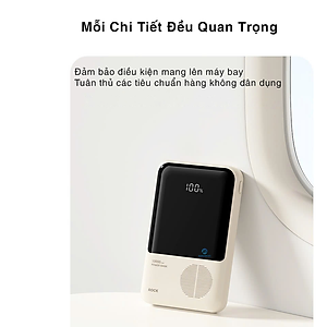 Pin dự phòng sạc nhanh ROCK P99 PD 22.5W 20000mAh có cáp tích hợp , hàng chính hãng bảo hành 1 năm
