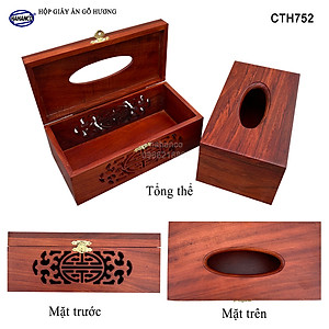 Hộp Giấy Ăn Bằng Gỗ Hương (Cỡ lớn - đủ mẫu) Đục Khắc Hoa Văn Tinh Xảo/Độc Đáo
