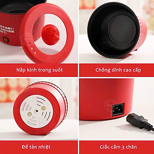 Nồi Lẩu Điện Mini Đa Năng 1.5L, Ca Nấu Mì, Cốc Ăn Lẩu Cô Đơn 500W, Chống Dính Vân Đá - HÀNG CHÍNH HÃNG MINIIN