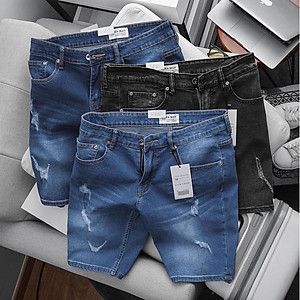 Quần short jean lửng nam bigsize màu trơn co giãn xuất xịn