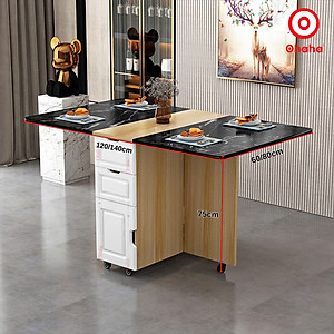 [ Kèm hình thực tế - Miễn phí giao hàng và lắp đặt tại TP.HCM] Bàn ăn thông minh xếp gọn Ohaha có bánh xe - BA026