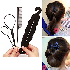 Set Dụng Cụ Tạo Kiểu Tóc 4 Sản Phẩm, Màu Đen, Nhỏ Gọn, Dễ Sử Dụng, Bới Tóc Tạo Những Phong Cách Khác Nhau Trẻ Trung, Quyến Rũ, Tiết Kiệm Thời Gian Tạo Kiểu Hàng Ngày Hoặc Tham Gia Sự Kiện, Chất Liệu Nhựa Dẻo, Độ Bền Cao, Phát Huy Ý Tưởng Sáng Tạo