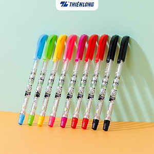 Combo 5/10/20 Bút bi Thiên Long TL-062 ngòi 0.38mm mực xanh đỏ đen có nắp đậy đầu bi nhỏ tạo nét viết thanh mảnh