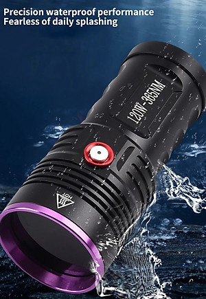 Đèn pin sạc cầm tay tia cực tím (UV) cao cấp Terino D6000-UV (365nm, 120W)- Hàng chính hãng