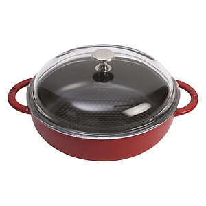 Nồi Tròn Staub Có Nắp Kính 24cm – Màu Đỏ Cherry