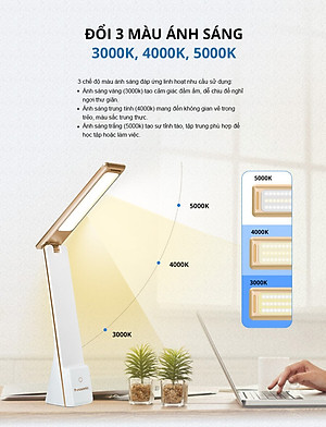 Đèn Bàn Sạc PANASONIC 5W HHGLT0339W88L – HHGLT0339B88L Siêu Nhỏ gọn, Nút cảm ứng thay đổi độ sáng, thay đổi 3 màu ánh sáng, Gập để bật tắt, không ánh sáng xanh bảo vệ mắt